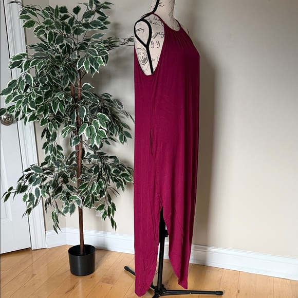 Magenta Halter Maxi Dress | Flowy Summer Beach Dress | Size Large - Picture 5 of 9